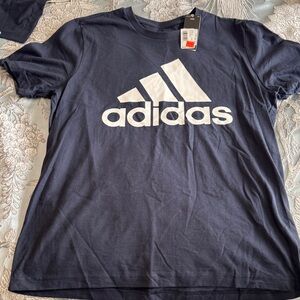 Adidas Dark Blue Tee with White Logo